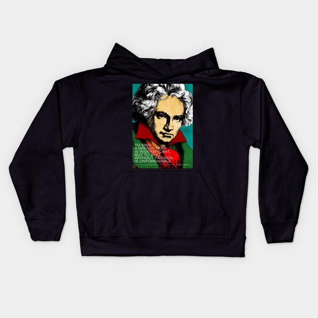 Ludwig Van Beethoven Inspirational Quote Kids Hoodie by pahleeloola